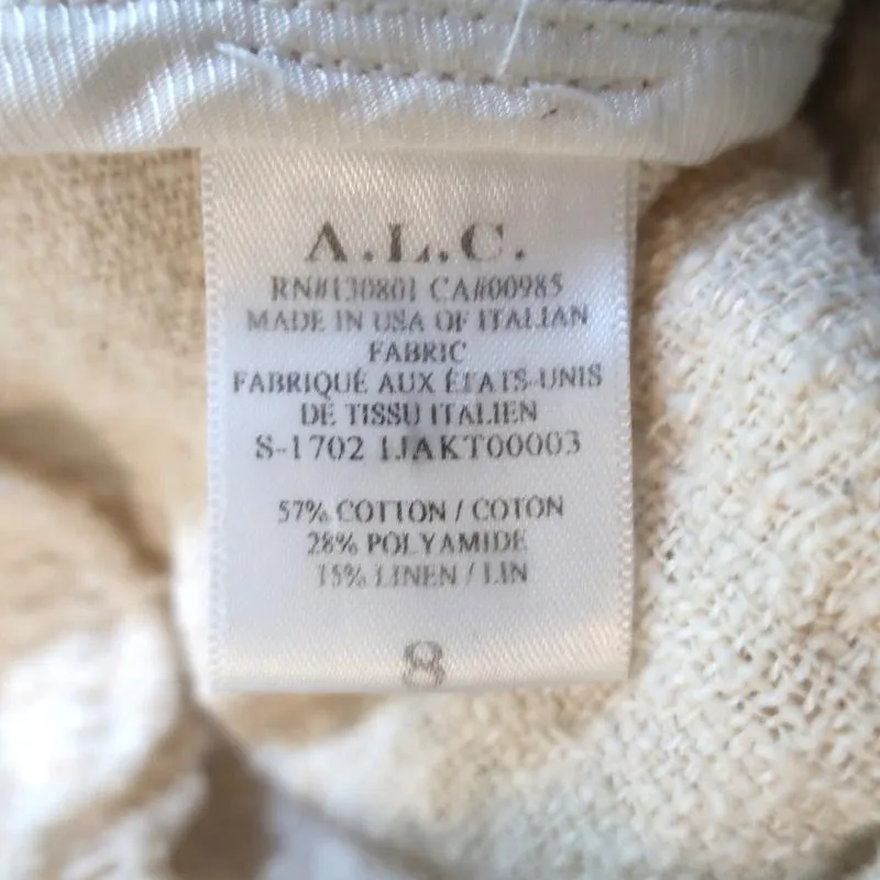 A.L.C. Bomber Jacket Judd Cream Fringe Tweed Size 8