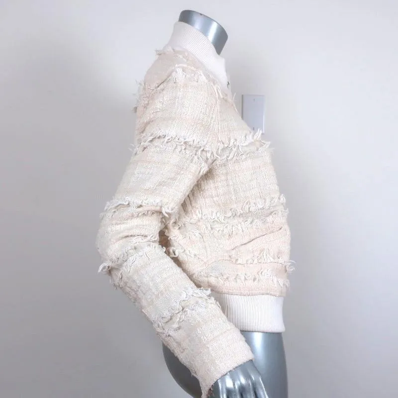A.L.C. Bomber Jacket Judd Cream Fringe Tweed Size 8