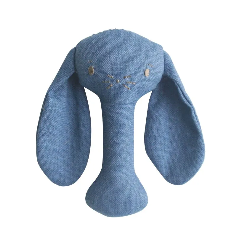 ALIMROSE Bobby Bunny Stick Rattle - Chambray Linen
