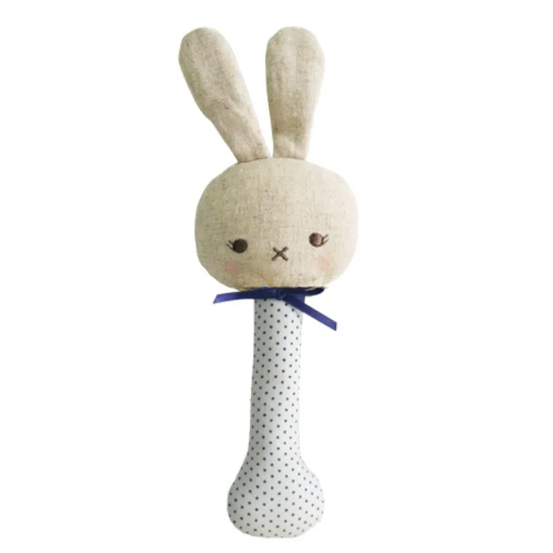 ALIMROSE Bunny Stick Rattle - Navy Spot