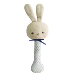 ALIMROSE Bunny Stick Rattle - Navy Spot