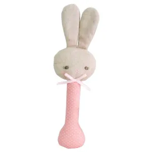 ALIMROSE Bunny Stick Rattle - Pink with White Spot
