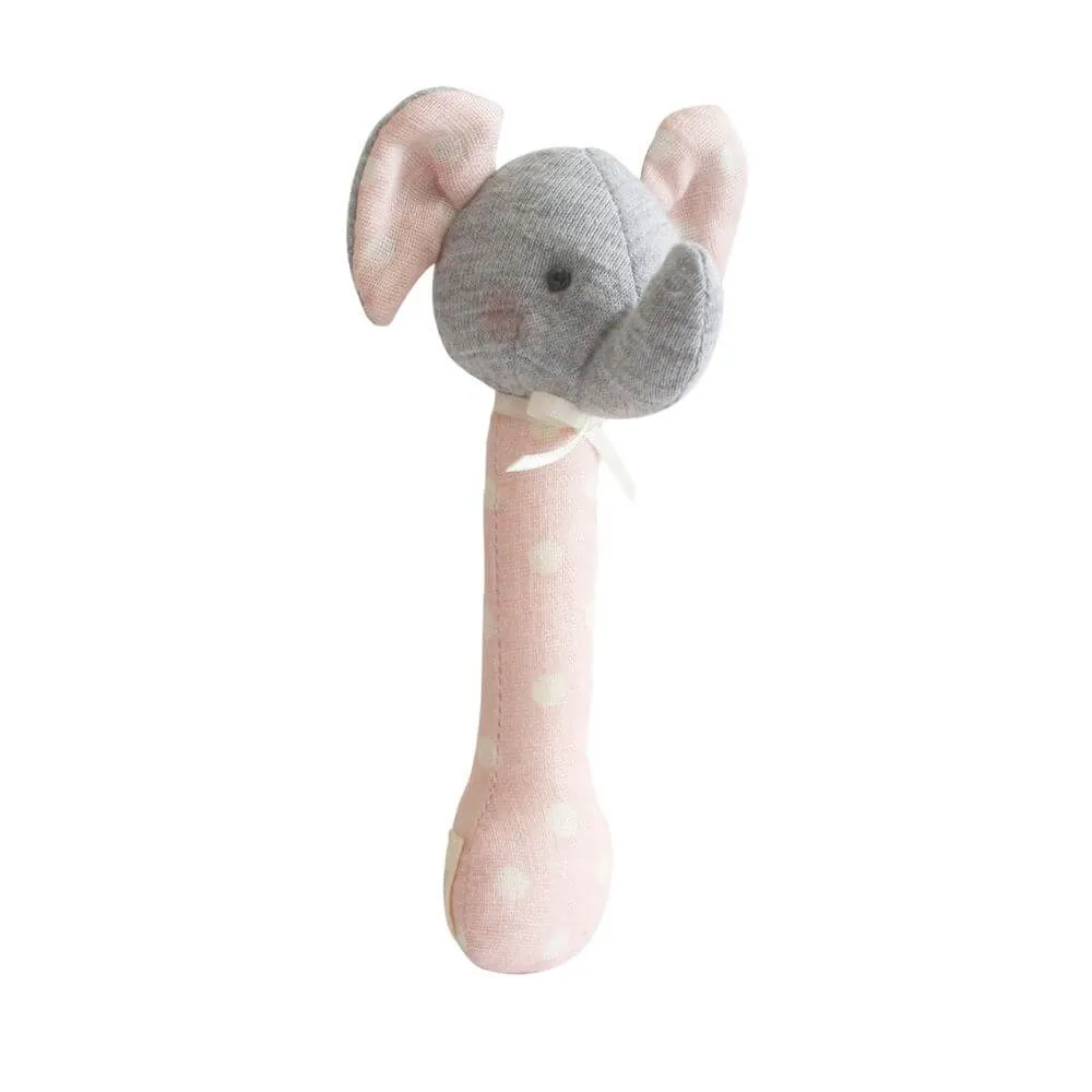 Alimrose Pink Spot Elephant Stick Rattle