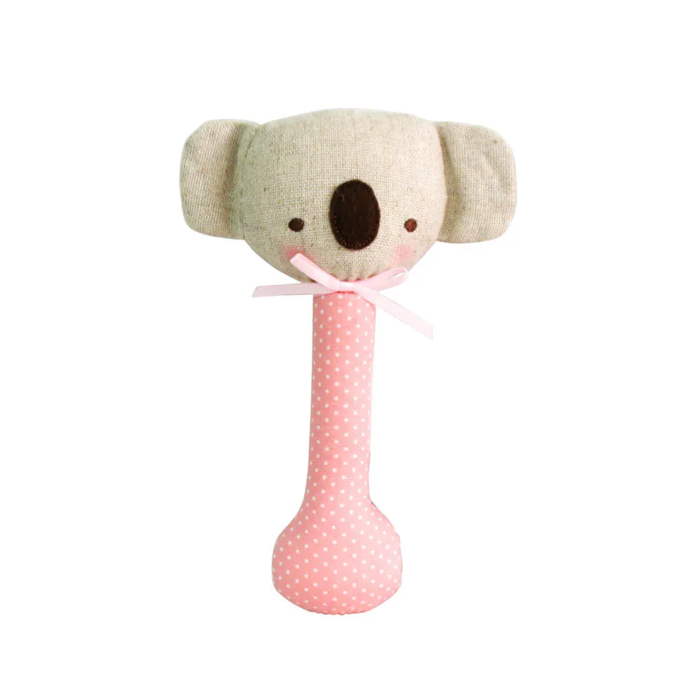Alimrose Pink White Koala Stick Rattle