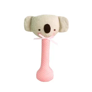 Alimrose Pink White Koala Stick Rattle