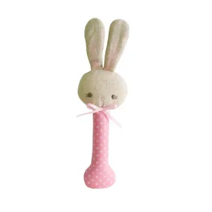 Alimrose Pink/White Spot Bunny Stick Rattle