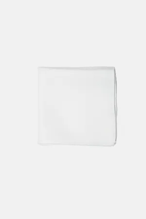 All White Linen Pocket Square