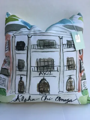 Alpha Chi Omega Watercolor Sorority House Pillow