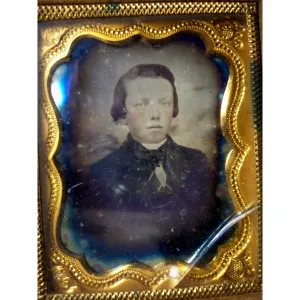 Antique Daguerreotype Young Boy in Gold Case