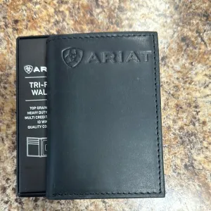 Ariat Black Trifold Embossed Logo Wallet.