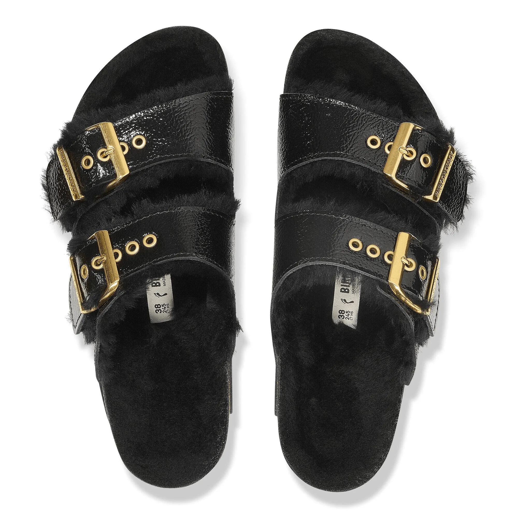 Arizona Shearling Eyeletes | Patent Leather | Naplak Black