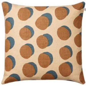 Ashima Linen Pillow - Taupe & Palace Blue