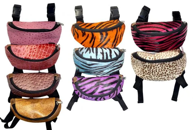 Assorted Prints and Colors Leather Saddle Pouch
