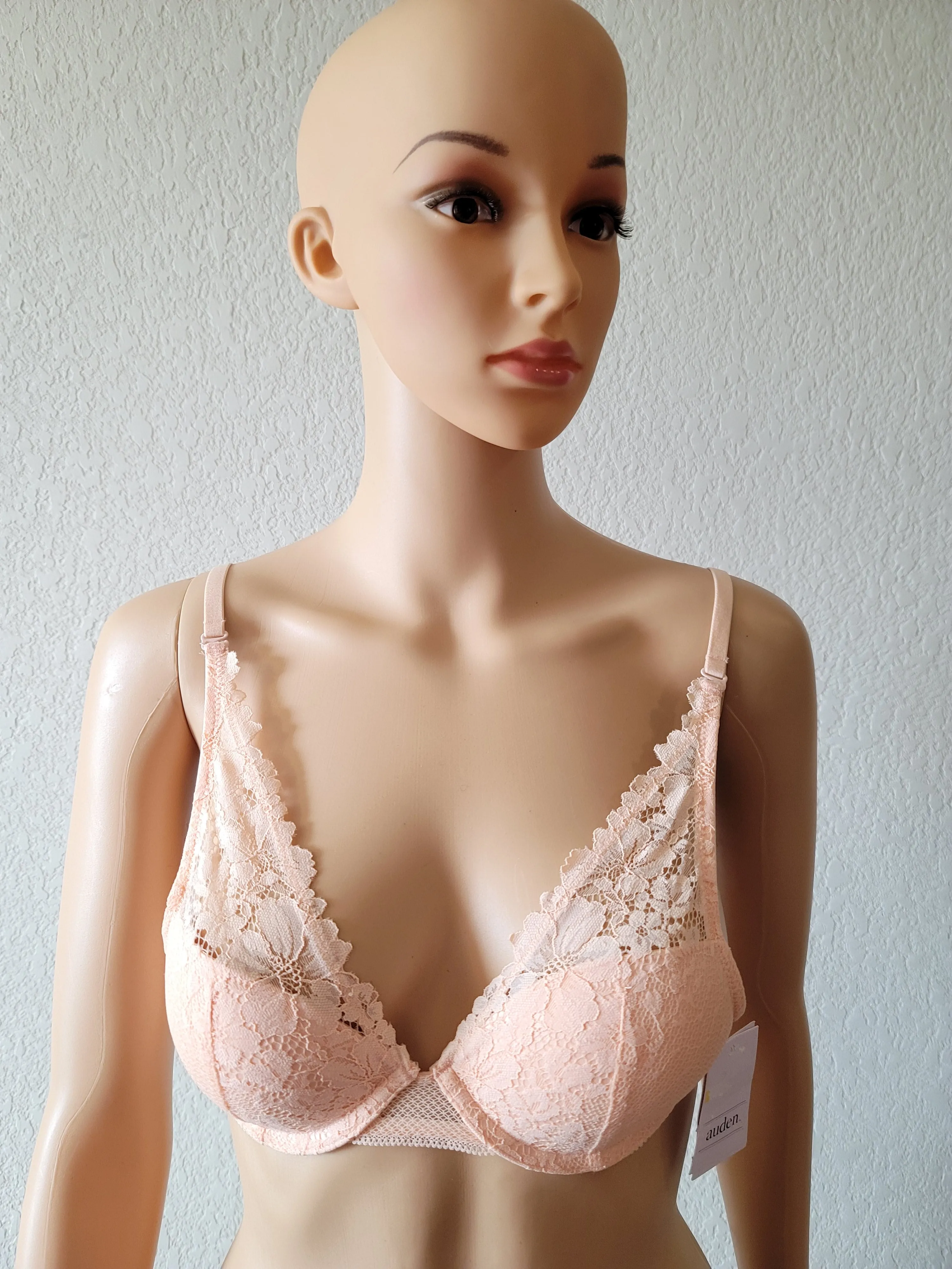 Auden Lace Plunge Coverage Push-Up Bra