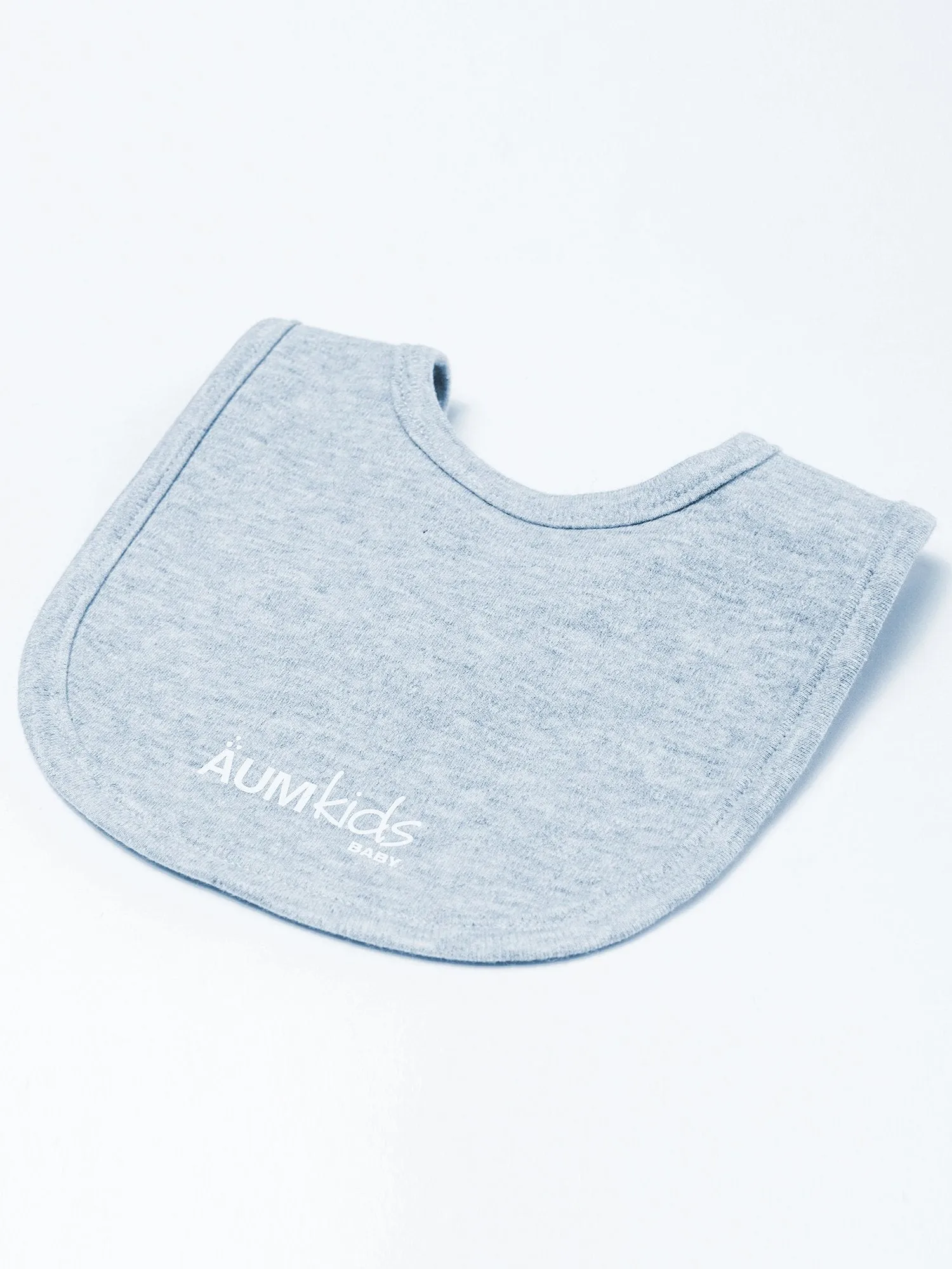 AUMkids HAPPY BABY SHORT SLEEVE ONESIE   BIB SET, LIGHT HEATHER GREY