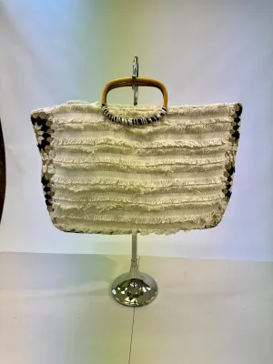 Bamboo handle beach bag