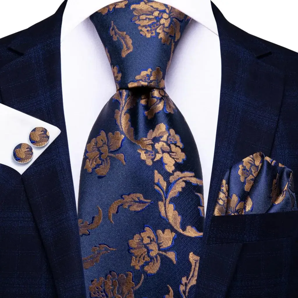 Baroque Blue Silk – 3-Piece Tie Set