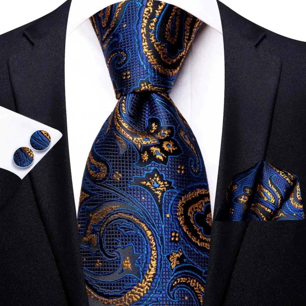 Baroque Blue Silk – 3-Piece Tie Set