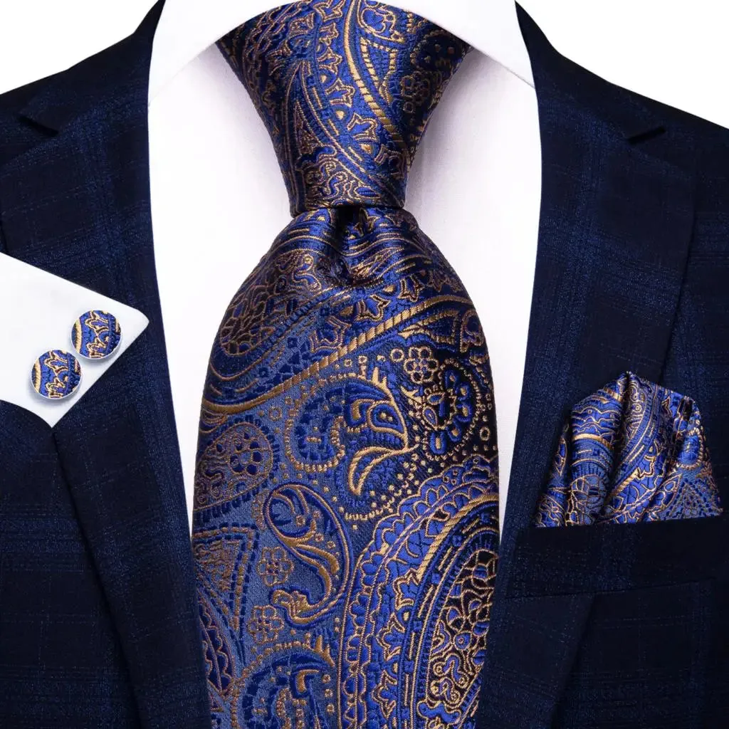 Baroque Blue Silk – 3-Piece Tie Set