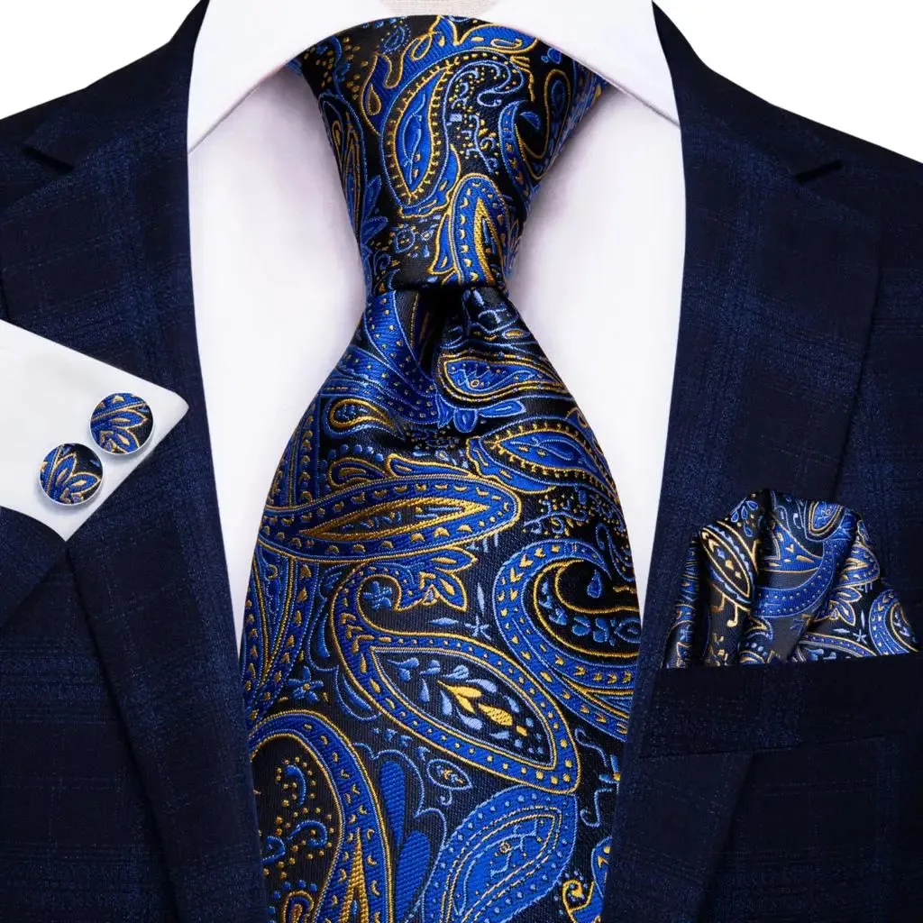 Baroque Blue Silk – 3-Piece Tie Set