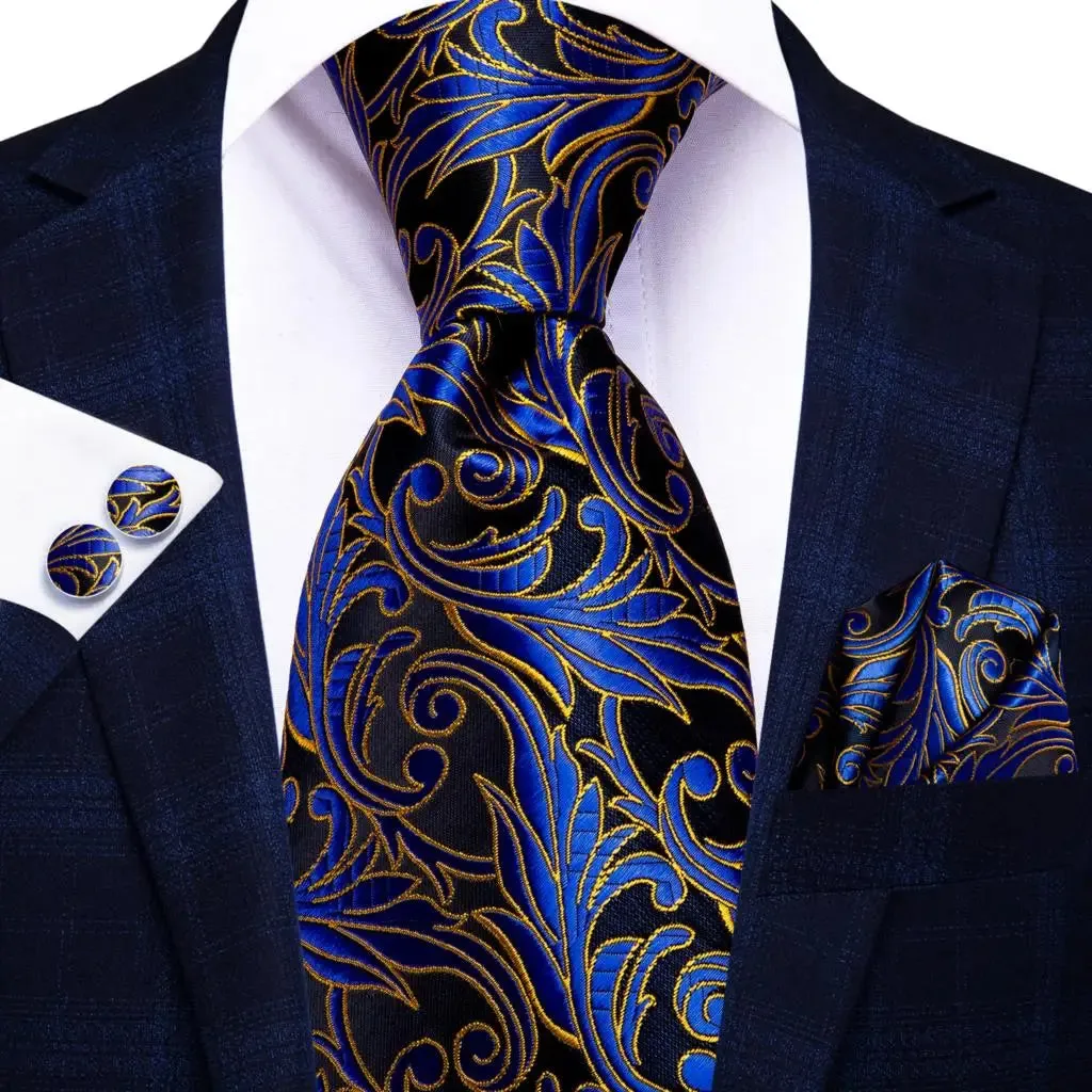 Baroque Blue Silk – 3-Piece Tie Set
