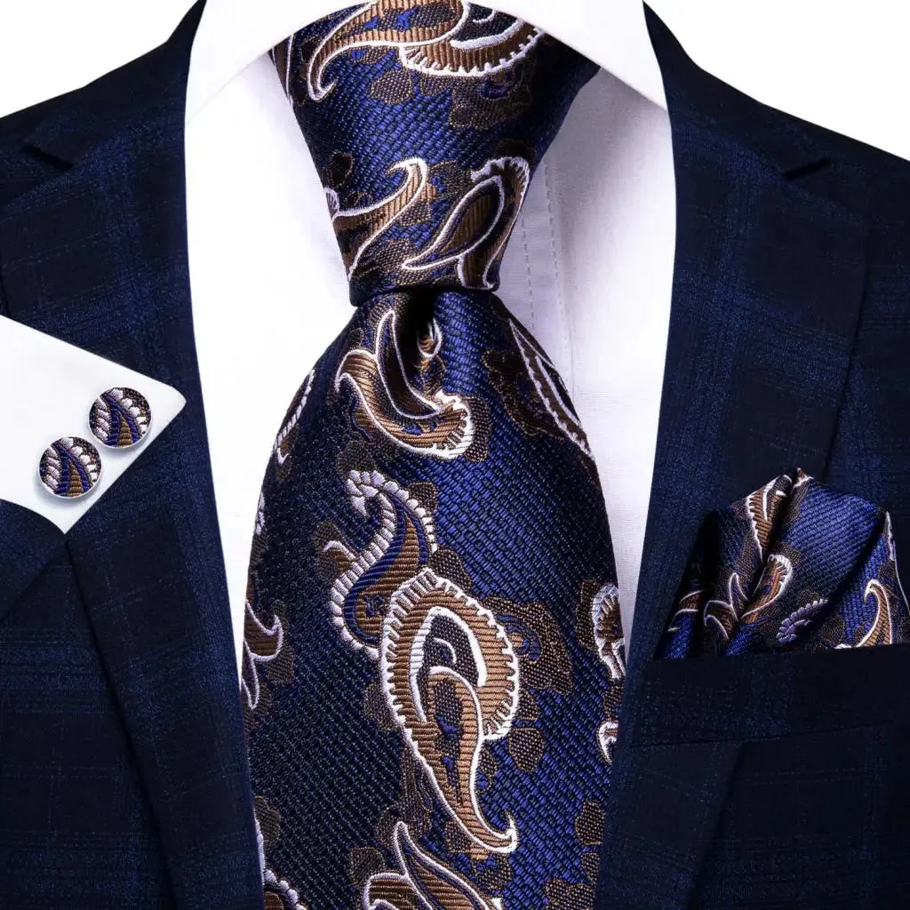 Baroque Blue Silk – 3-Piece Tie Set