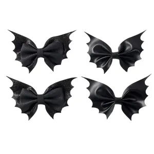 Bat Hair Bow Clips for Teen Girls Women 4pcs Halloween Decorations Cosplay Costume Hair Accessories 4inch