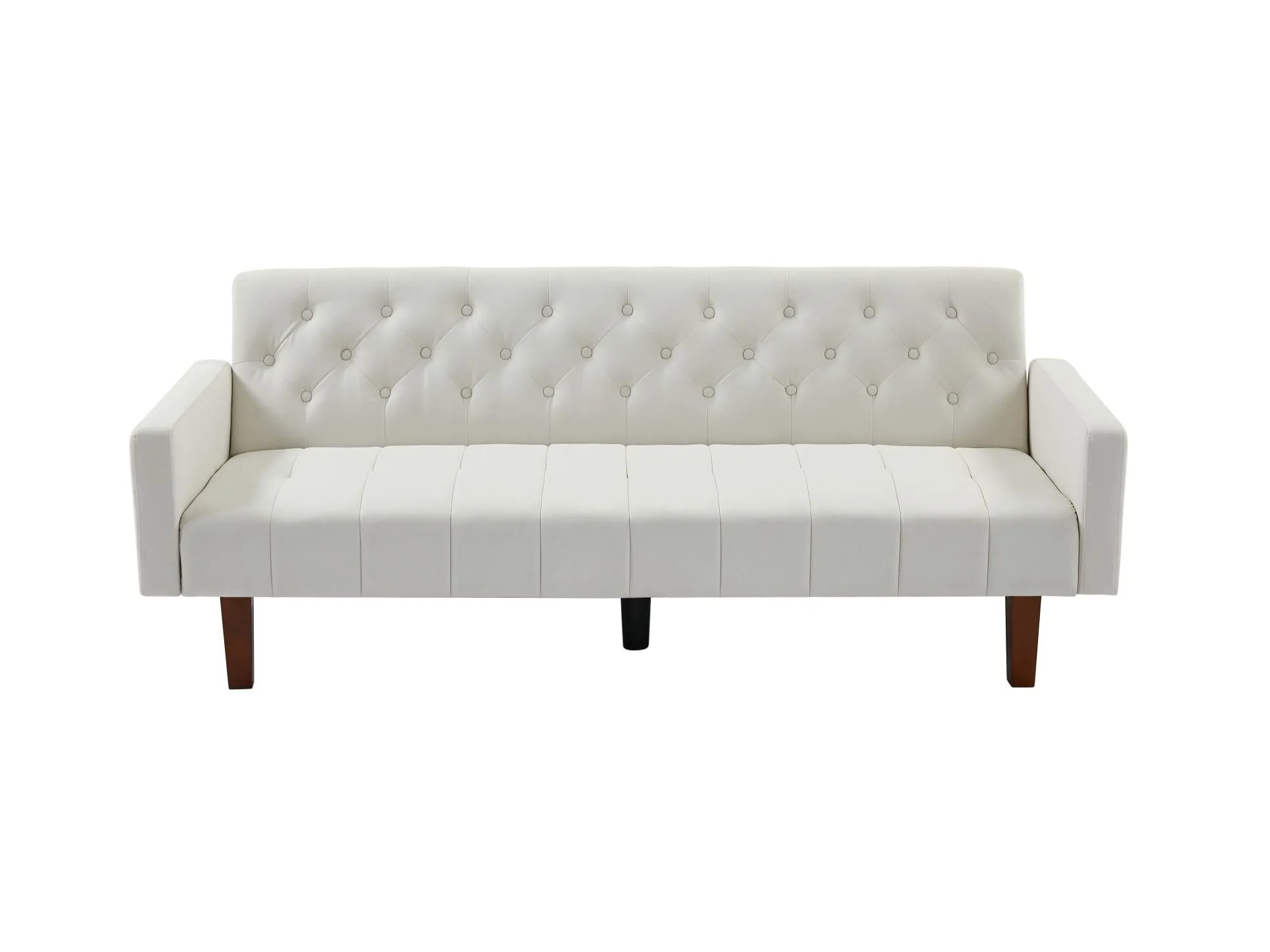 Beige, Linen, Convertible Double Folding Living Room Sofa Bed (Eucalyptus wood frame)