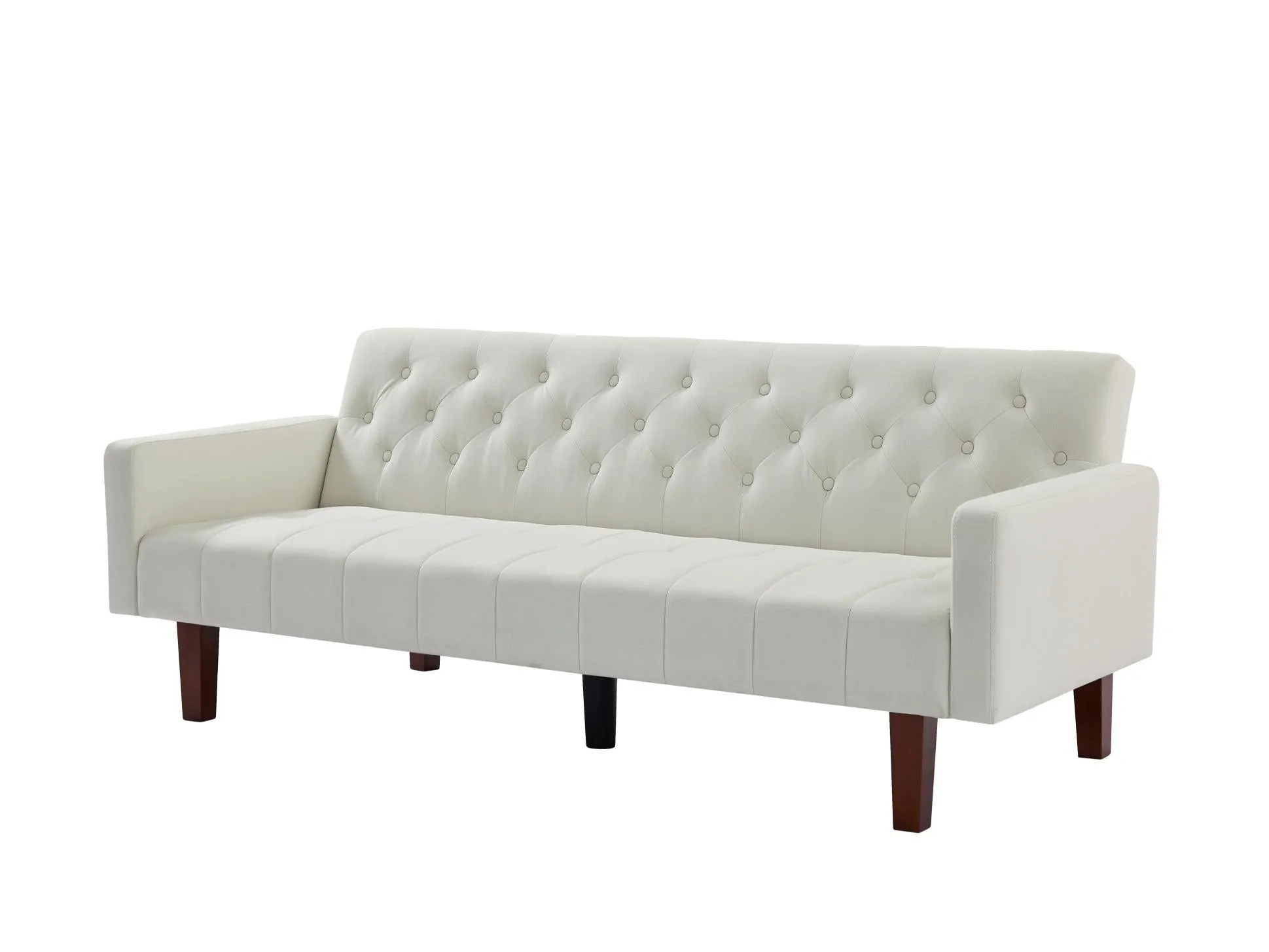 Beige, Linen, Convertible Double Folding Living Room Sofa Bed (Eucalyptus wood frame)