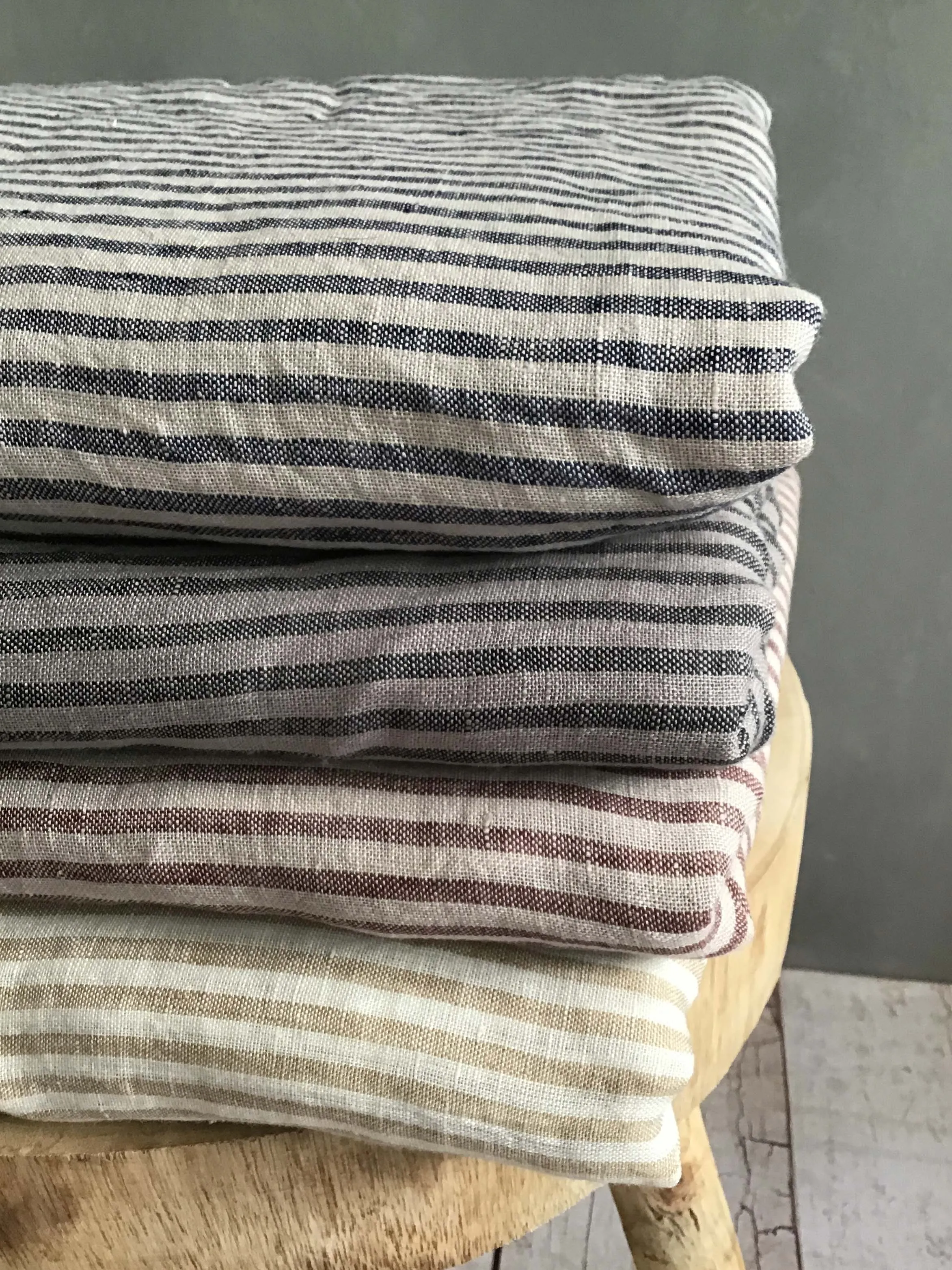 Beige striped pure linen fabric 120gsm