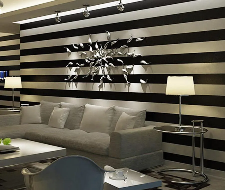 Black & White and Pink & White Deep Embossed Vertical Stripes Wallpaper