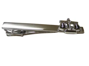 Black and Silver Toned Scale of Justice Square Tie Clip