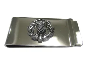 Black and Silver Toned Scottish Thistle Money Clip