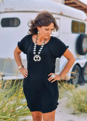 Black Dress with Print Back