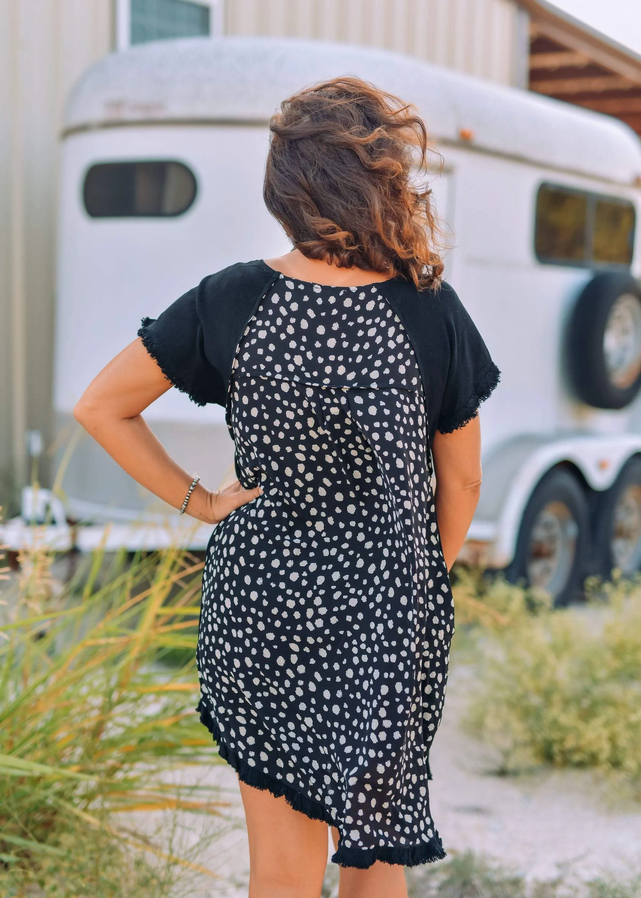 Black Dress with Print Back