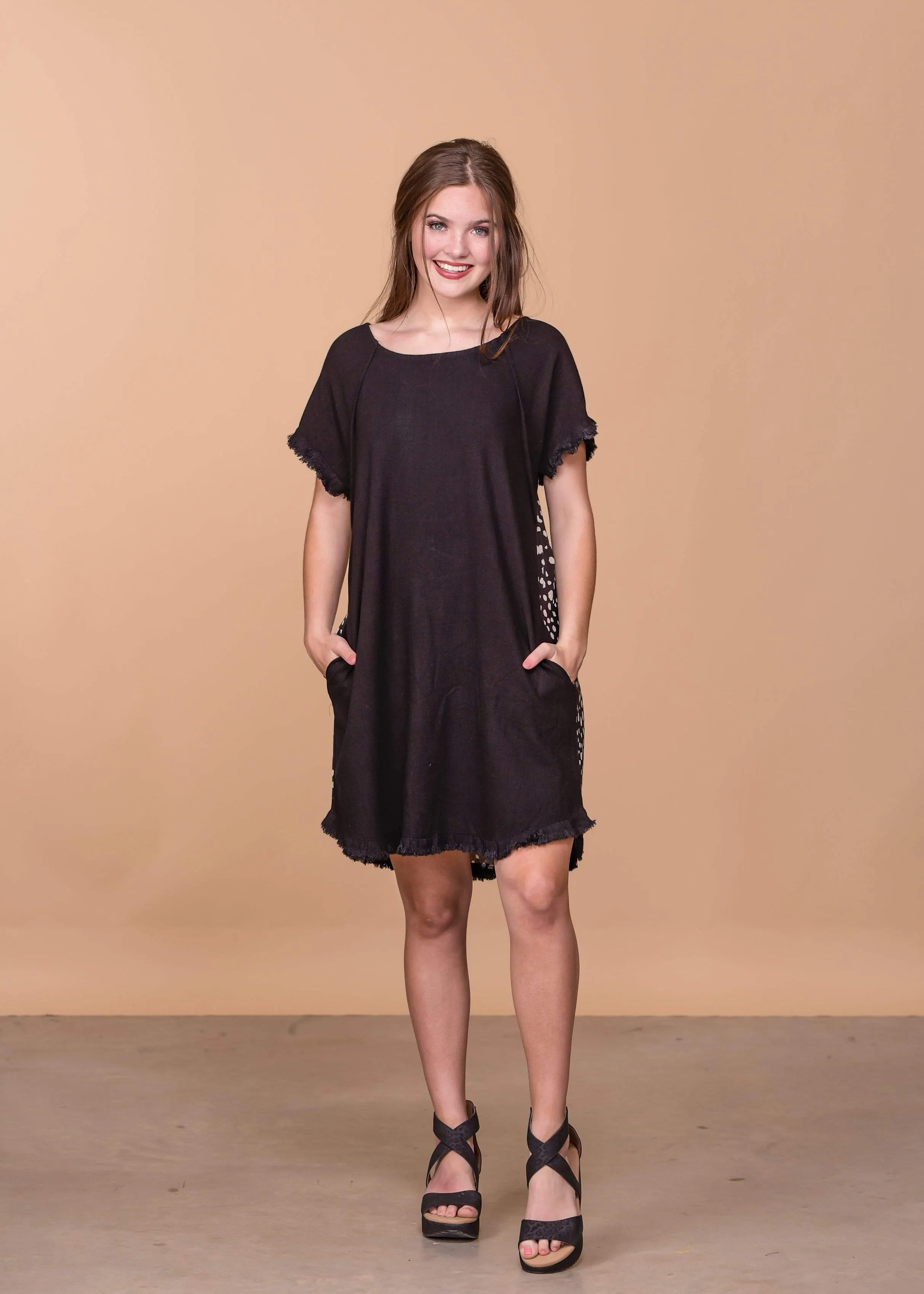 Black Dress with Print Back