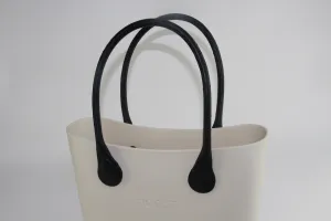 Black Faux Ostrich Rolled Handles