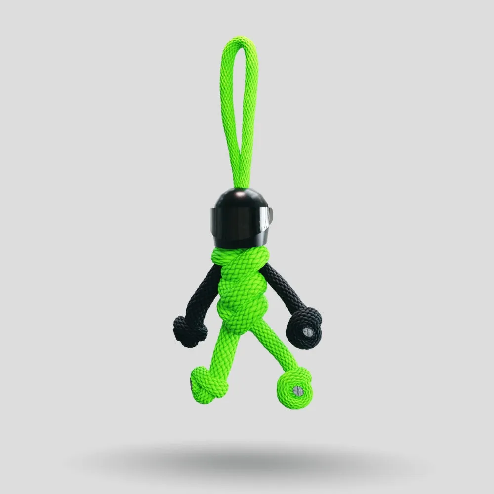 Black Green Biker Buddy Paracord Keychain