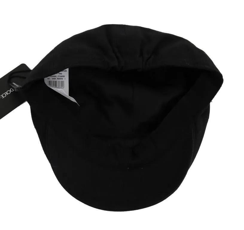 Black Linen Cotton Newsboy Cap