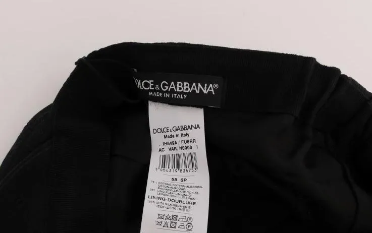 Black Linen Cotton Newsboy Cap