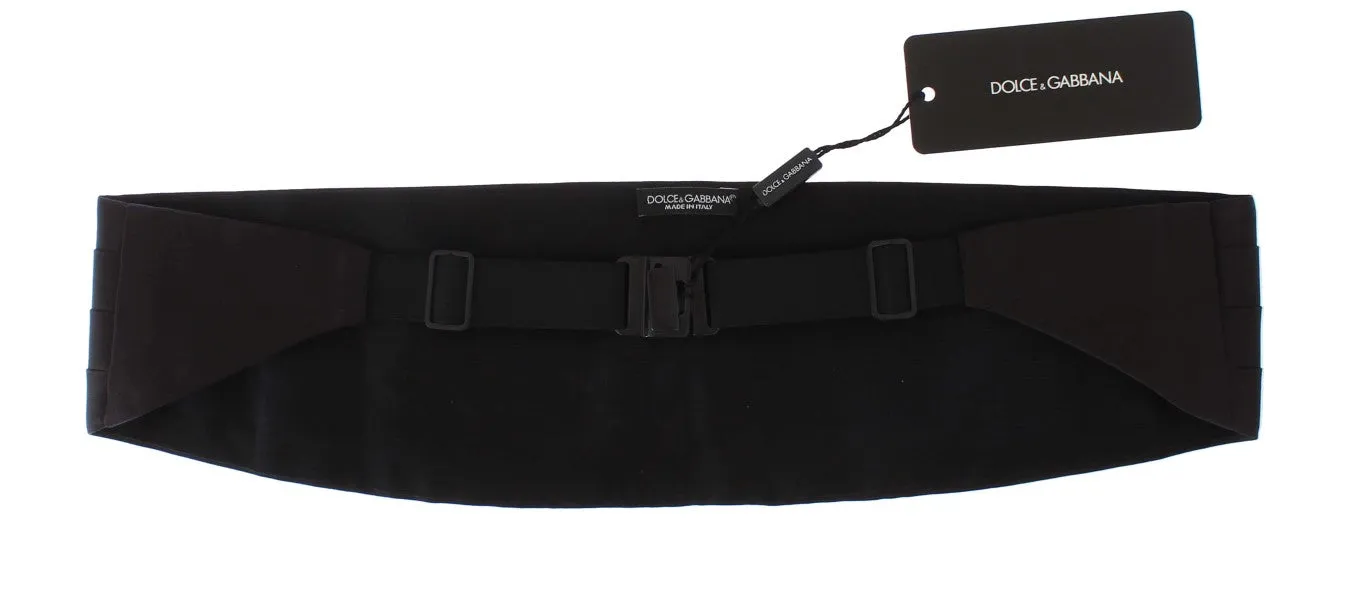 Black Mens Waist Wide Belt Silk Cummerbund