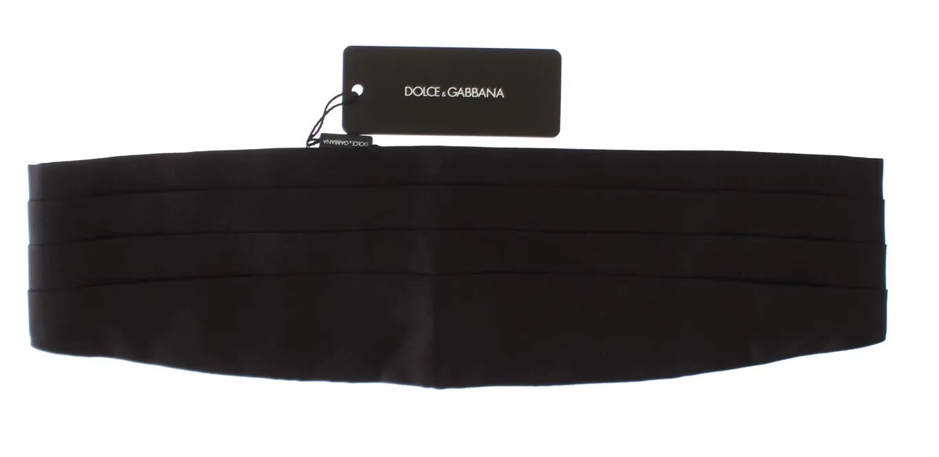 Black Mens Waist Wide Belt Silk Cummerbund