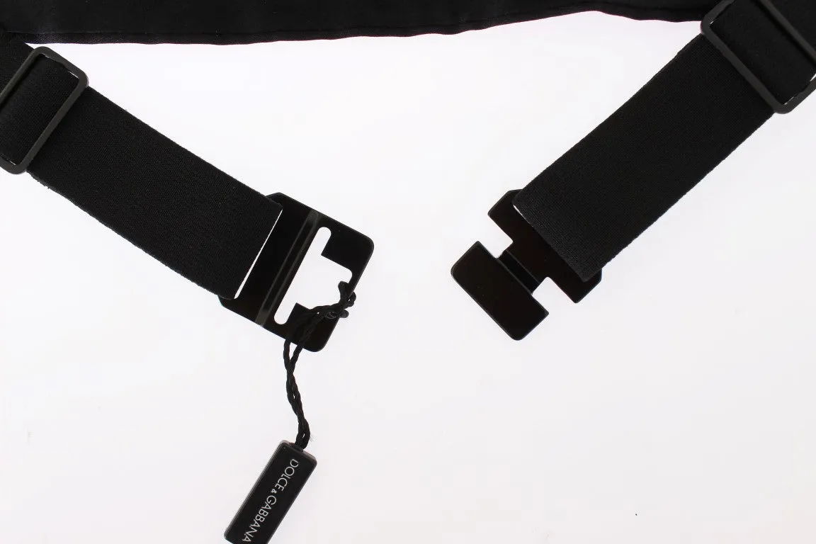 Black Mens Waist Wide Belt Silk Cummerbund