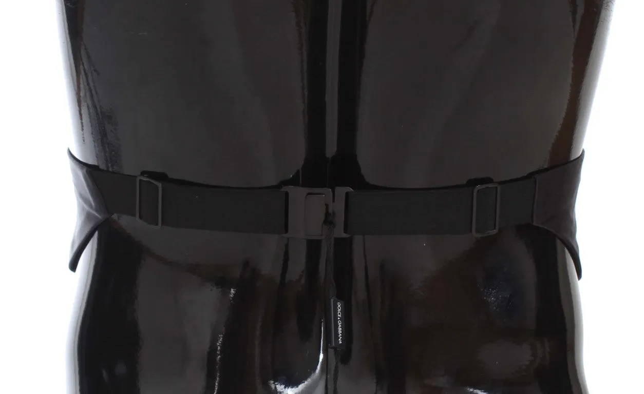 Black Mens Waist Wide Belt Silk Cummerbund