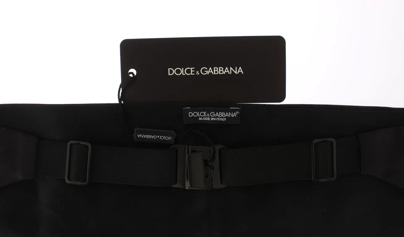 Black Mens Waist Wide Belt Silk Cummerbund