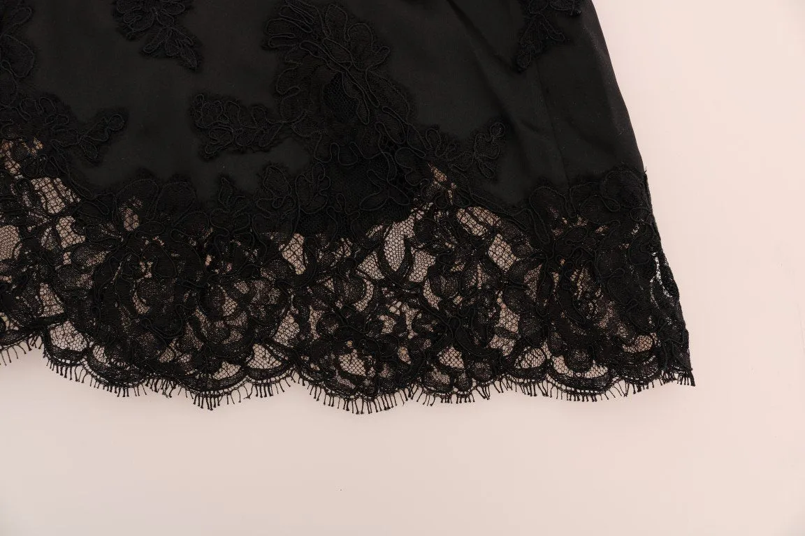 Black Silk Lace Chemise Dress