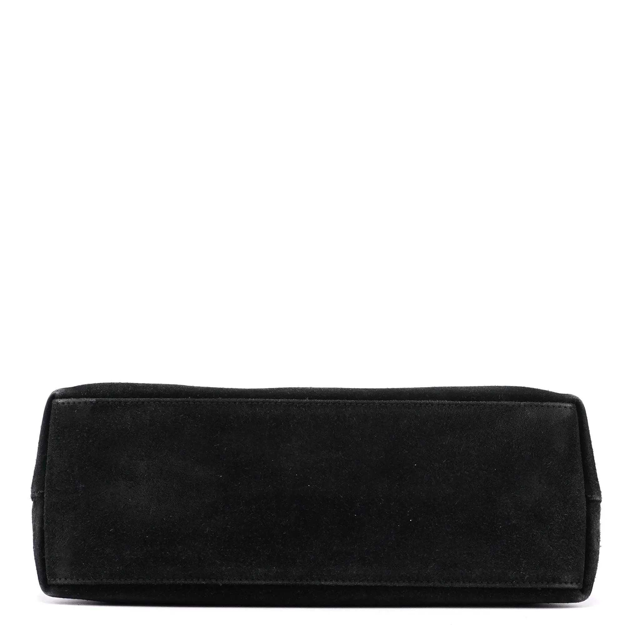 Black Suede Bamboo Hobo Shoulder Bag