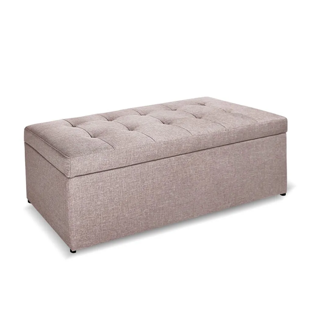 Blanket Box Storage Ottoman PU Leather Fabric Chest Toy Clothes Foot Stool Bed