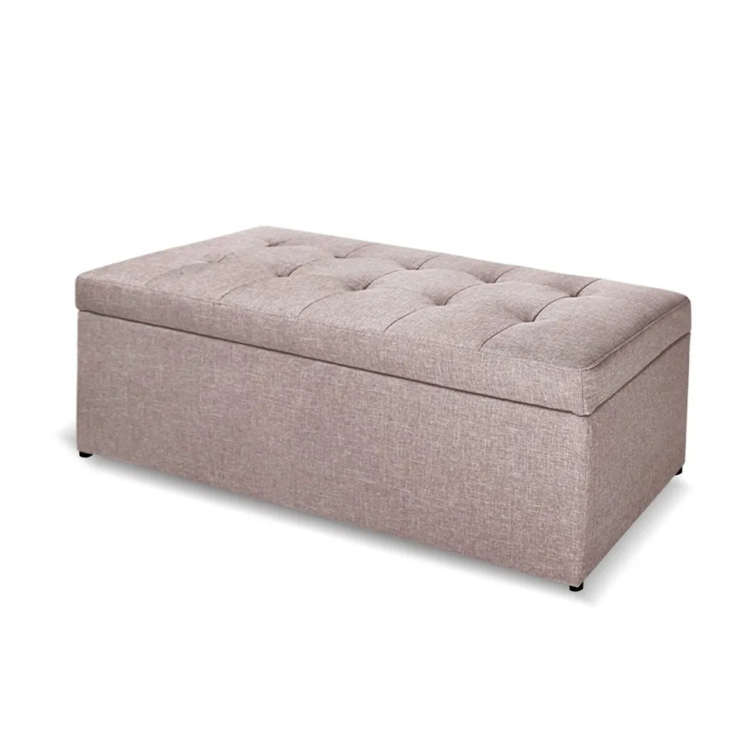 Blanket Box Storage Ottoman PU Leather Fabric Chest Toy Clothes Foot Stool Bed