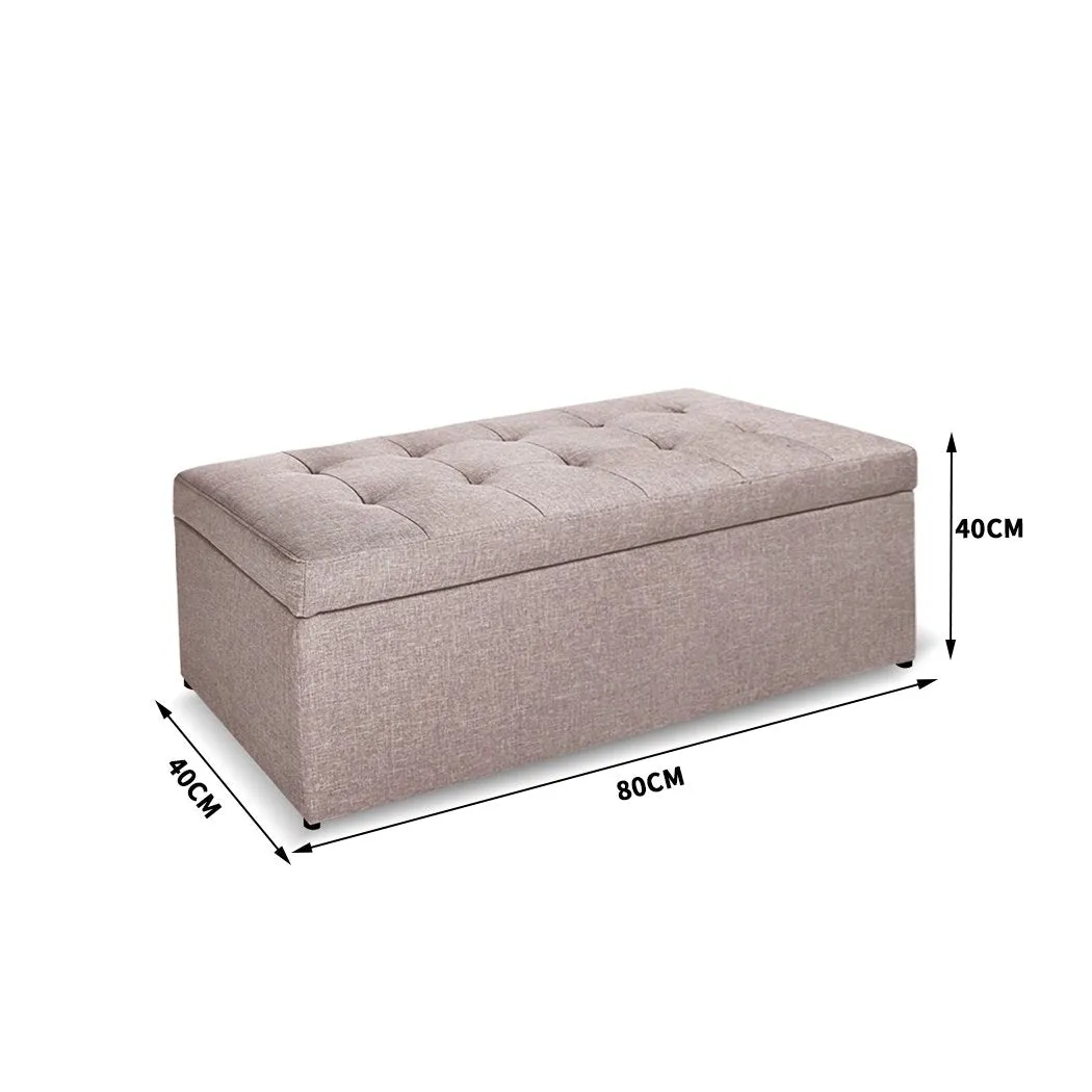 Blanket Box Storage Ottoman PU Leather Fabric Chest Toy Clothes Foot Stool Bed
